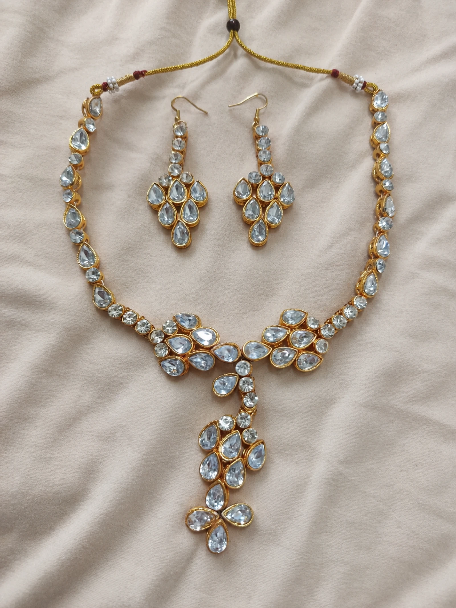 Conjunto joyas brillante lágrimas elegante collar y pendientes 